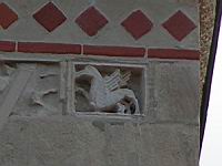 Lyon, Abbaye d'Ainay, Clocher-Porche, Plaques sculptees, Griffon (1)